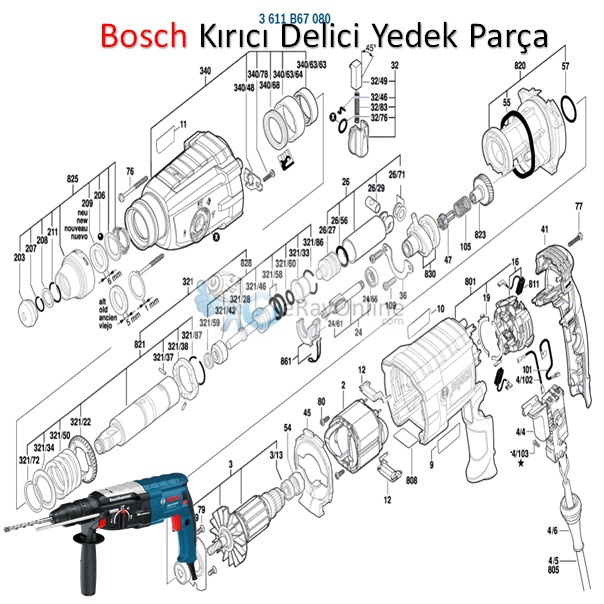 Bosch%20GBH%202%20SE%20Kırıcı-Delici%20Yedek%20Parça