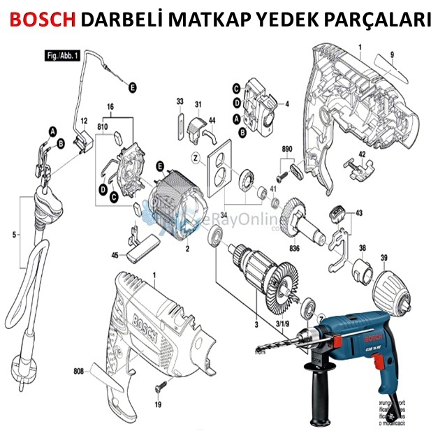 Bosch%20GSB%2022-2%20RE%20Darbeli%20Matkap%20Yedek%20Parça