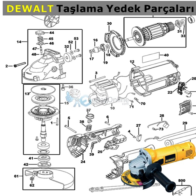 DWE4237 Dewalt Grinder Spare Parts Eray Online Karaköy İstanbul